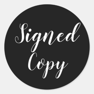 Sticker Rond Écrivain de copie signé noir