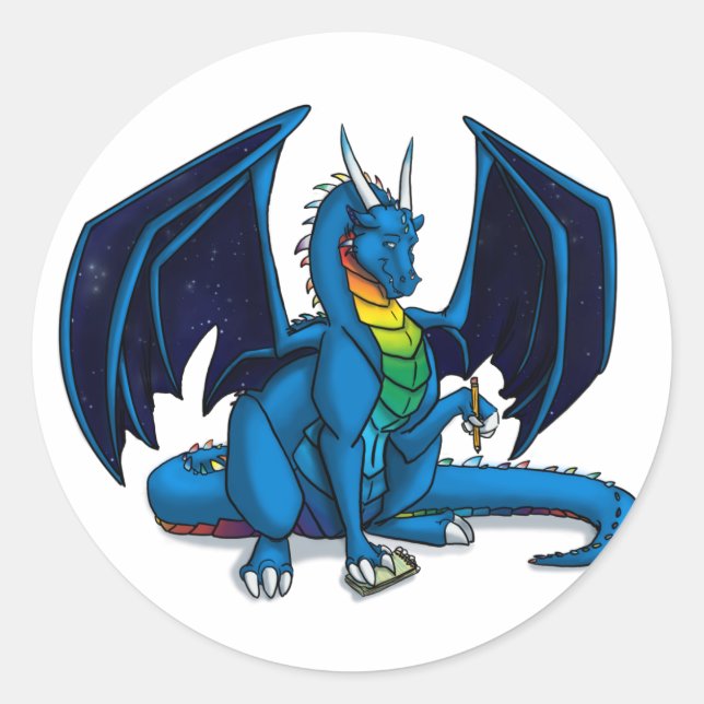 Sticker Rond Écrivain de dragon (Devant)