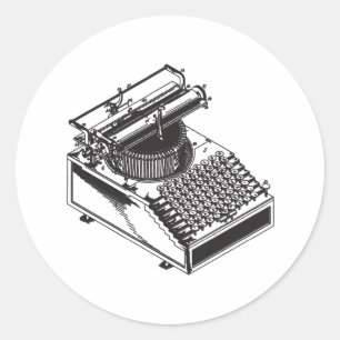 Sticker Rond Écrivain -Type Machine d'écriture - Machine à écri