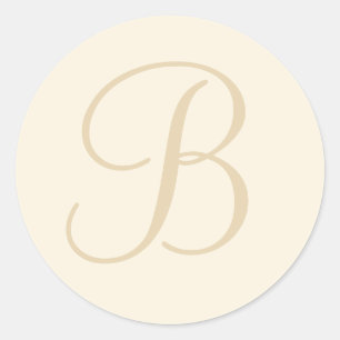 Sticker Rond Ecru & Crème Enveloppe Monogrammée Sceau / étiquet
