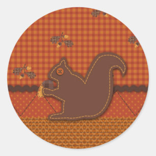 Sticker Rond Écureuil à look courbé pour Thanksgiving