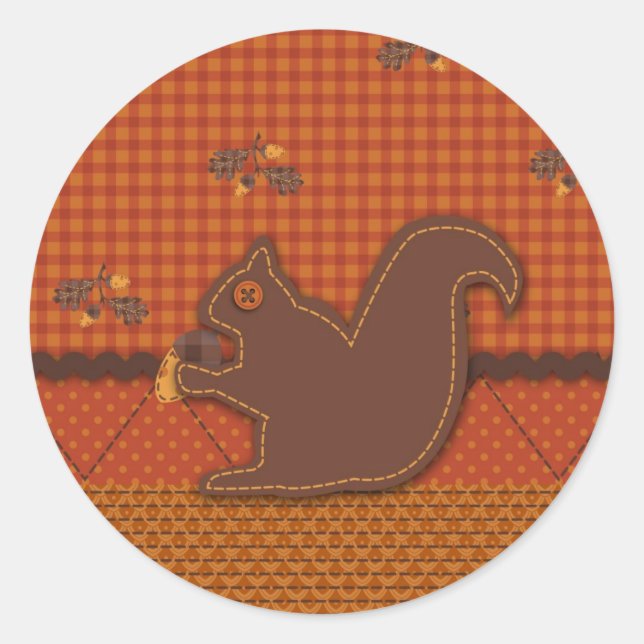 Sticker Rond Écureuil à look courbé pour Thanksgiving (Devant)
