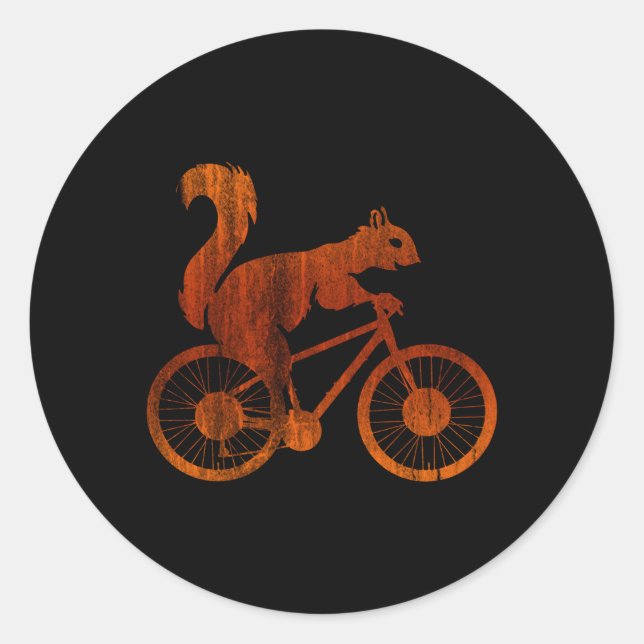 Sticker Rond Écureuil À Vélo À Vélo Écureuil (Devant)