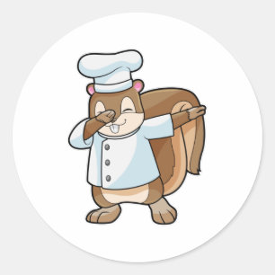 Sticker Rond Écureuil comme cuire avec tablier de Cuisine
