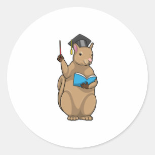 Sticker Rond Écureuil comme enseignant avec livre
