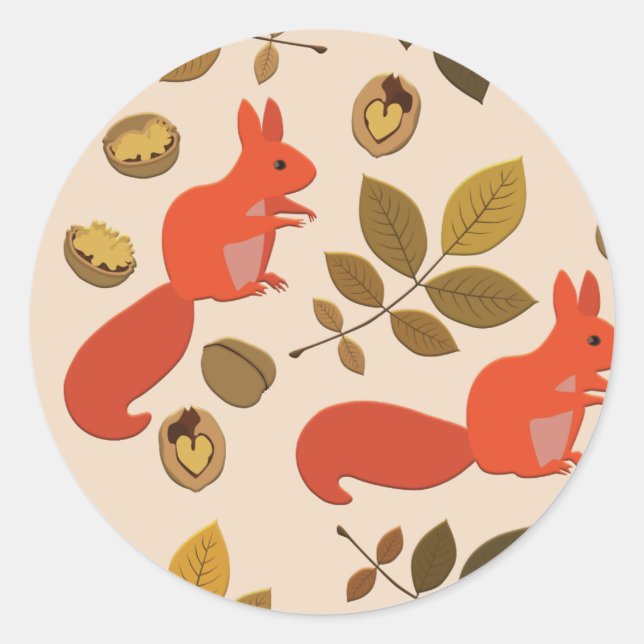 Sticker Rond Écureuil d'automne (Devant)