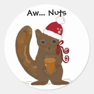 Sticker Rond Écureuil de Noël avec mignon qui dit