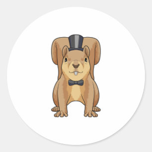 Sticker Rond Écureuil en marié avec costume