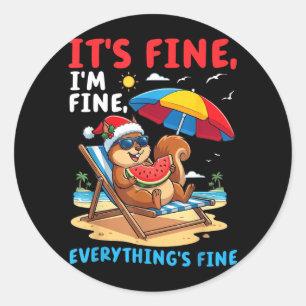 Sticker Rond Écureuil Été Noël Tout Va Bien