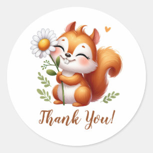 Sticker Rond Écureuil souriant au Merci de tournesol