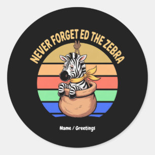 Sticker Rond Ed Le Zèbre Capturé Retro Stripes Drôle Design