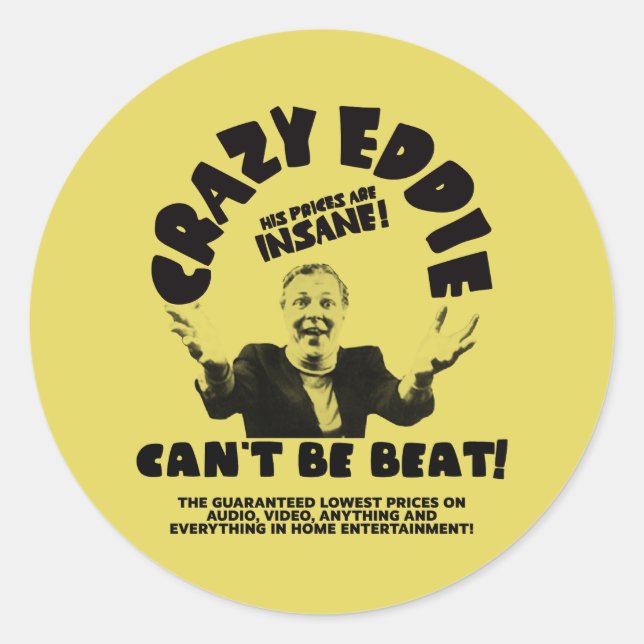 Sticker Rond Eddie fou ne peut pas être battu (Devant)