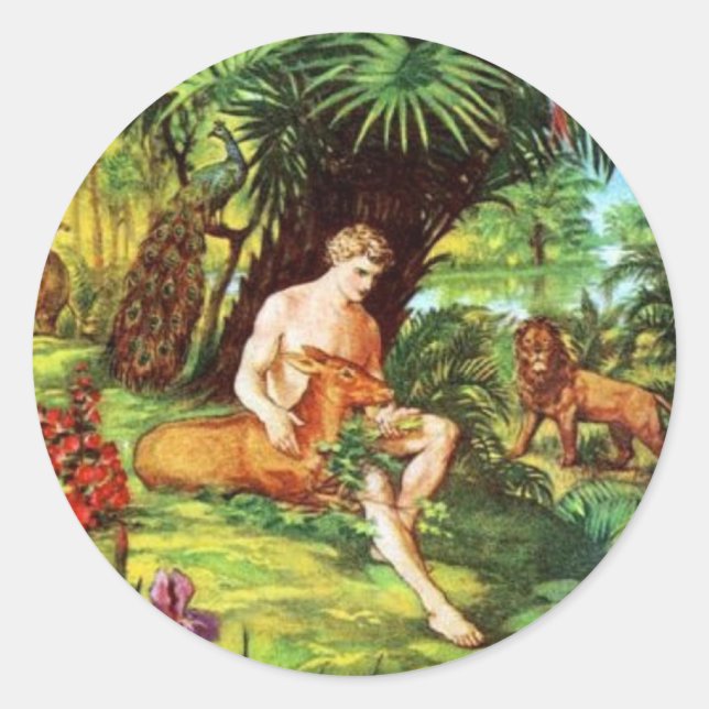 Sticker Rond Eden Adam Dans Le Jardin (Devant)