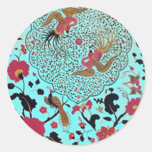 STICKER ROND EDEN/ INSÉPARABLES MARIAGES, PEACOCK ET ROSES ROSE