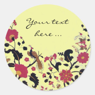 STICKER ROND EDEN/ INSÉPARABLES MARIAGES, PEACOCK ET ROSES ROSE