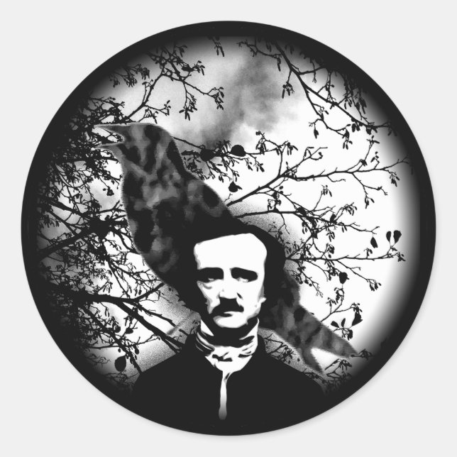 Sticker Rond Edgar Allan Poe 'Le Corbeau' (Devant)