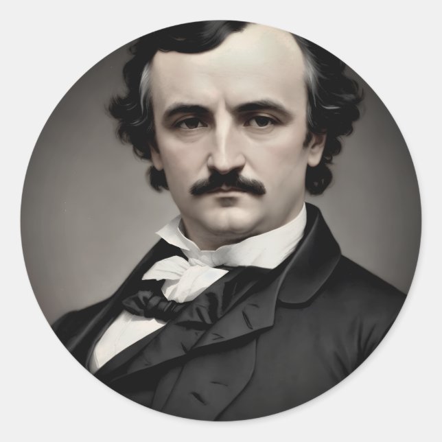 Sticker Rond Edgar Allan Poe Portrait original (Devant)