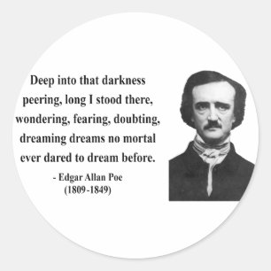 Sticker Rond Edgar Allen Poe Citation 8b