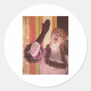 Sticker Rond Edgar Degas - Chanteur avec Glove 1878 Femme Flowe