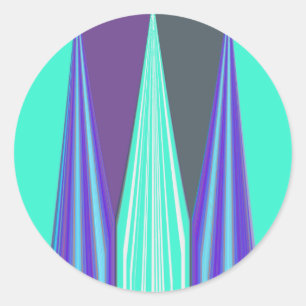 Sticker Rond Edgy Blue Purple Cyan Chevron Art Imprimer