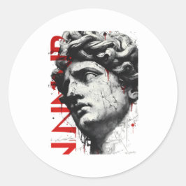 Sticker Rond Edgy David Bust Modern Street Art