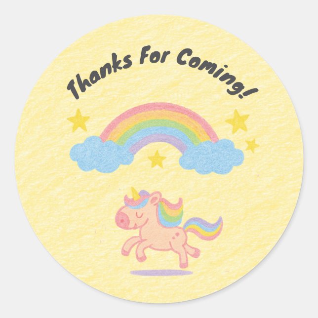 Sticker Rond Editable Crayon Style – Unicorn Dream Sparkle (Devant)