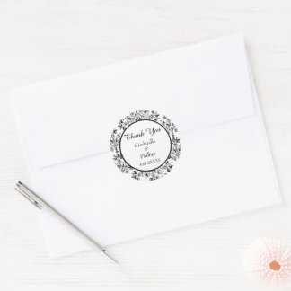 Sticker Rond Editable Damask Save the Date Vintage Floral
