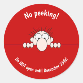 Sticker Rond Editable No Peeking Noël