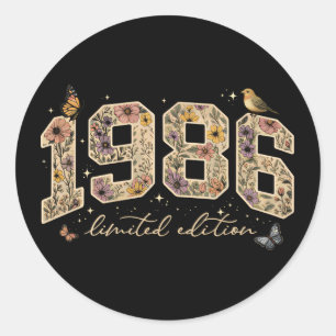 Sticker Rond Édition limitée 40e anniversaire floral 1986