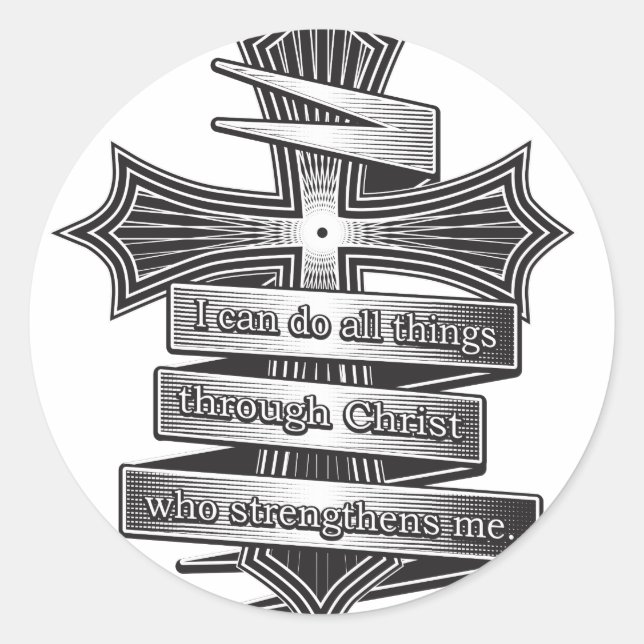 Sticker Rond Edition limitée Philippiens 4:13 Christian Bible (Devant)