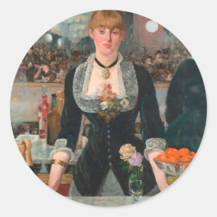 Sticker Rond Édouard Manet Un bar aux Folies-Bergère