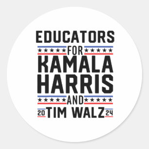 Sticker Rond Educateurs Pour Kamala Harris Et Tim Wheimer 2024