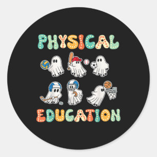 Sticker Rond Éducation Physique Cadeau Halloween Ghosts Pour Sp