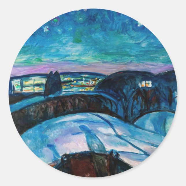 Sticker Rond Edvard Munch - Nuit étoilée 1922 (Devant)