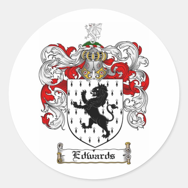 STICKER ROND EDWARDS FAMILLE CREST - EDWARDS COAT OF ARMS (Devant)