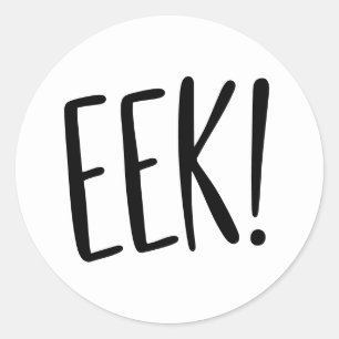 Sticker Rond EEK ! Drôle d'Halloween Mignon Fantomatique Noir