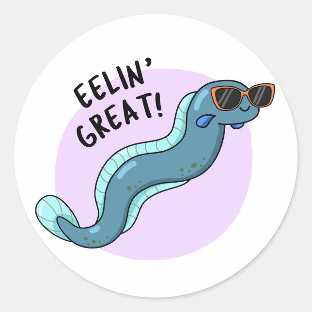 Sticker Rond Eelin Great Funny Slippery Eel Pun (Devant)