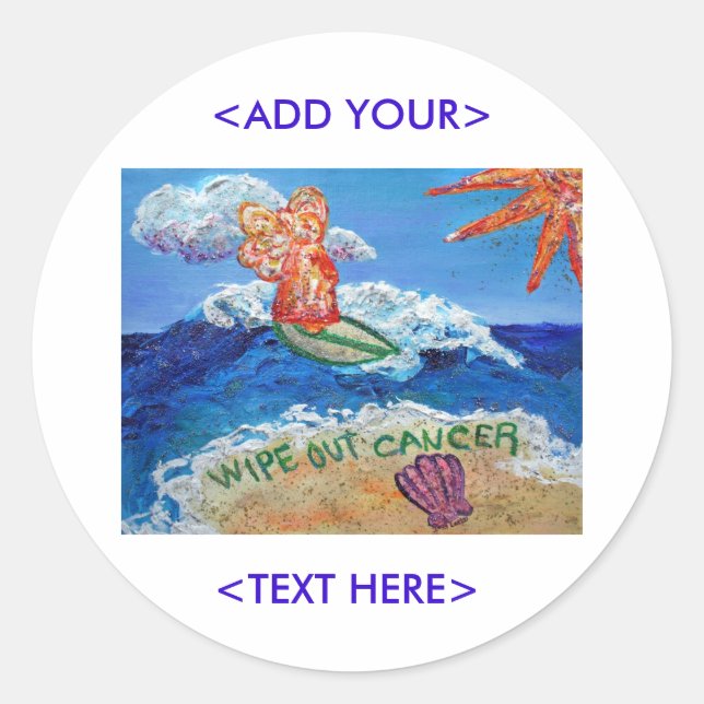 Sticker Rond Effacer l'étiquette Ange Cancer (Devant)