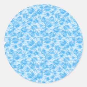 Sticker Rond Effet de fausse fourrure bleue et blanche