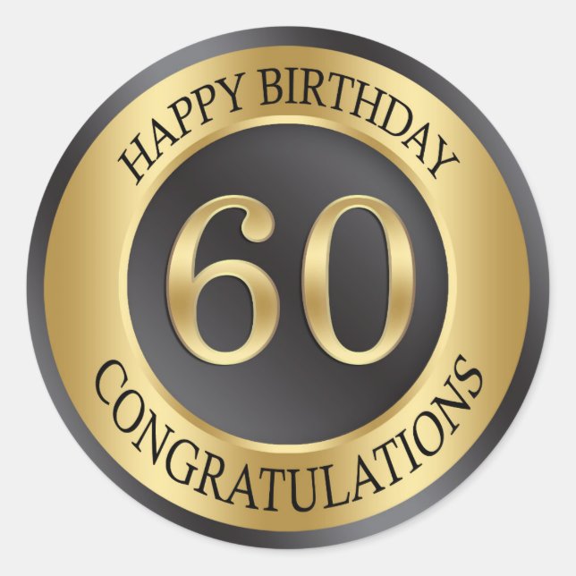 Sticker Rond Effet d'or 60e anniversaire (Devant)