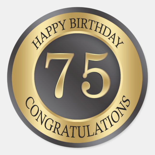 Sticker Rond Effet d'or 75e anniversaire (Devant)
