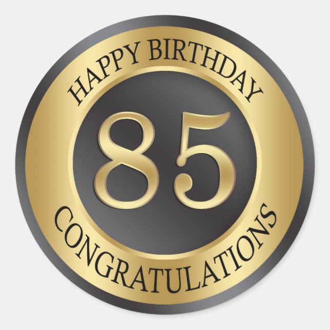 Sticker Rond Effet d'or 85e anniversaire (Devant)