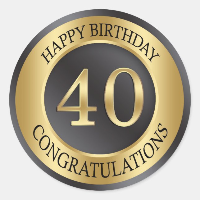 Sticker Rond Effet doré 40e anniversaire (Devant)