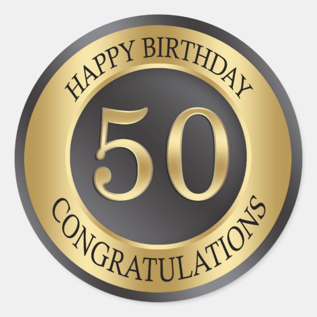 Sticker Rond Effet doré 50e anniversaire (Devant)