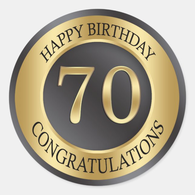 Sticker Rond Effet doré 70e anniversaire (Devant)