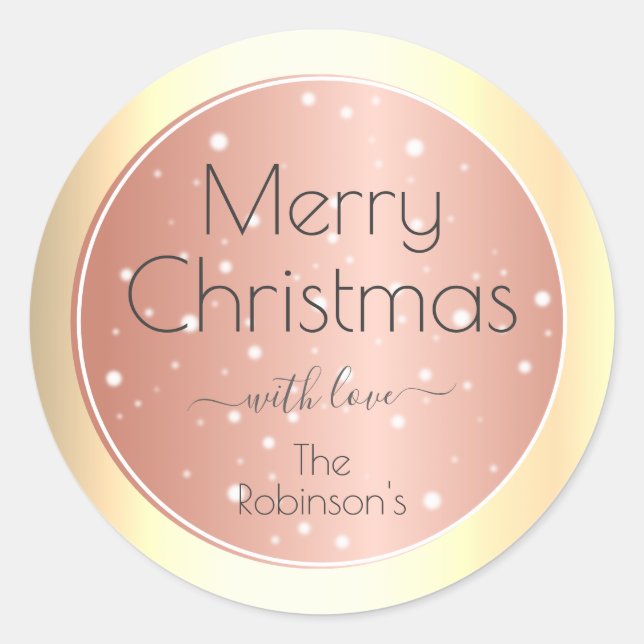 Sticker Rond Effet Gold Shimmer tendance Style de Noël élégant (Devant)