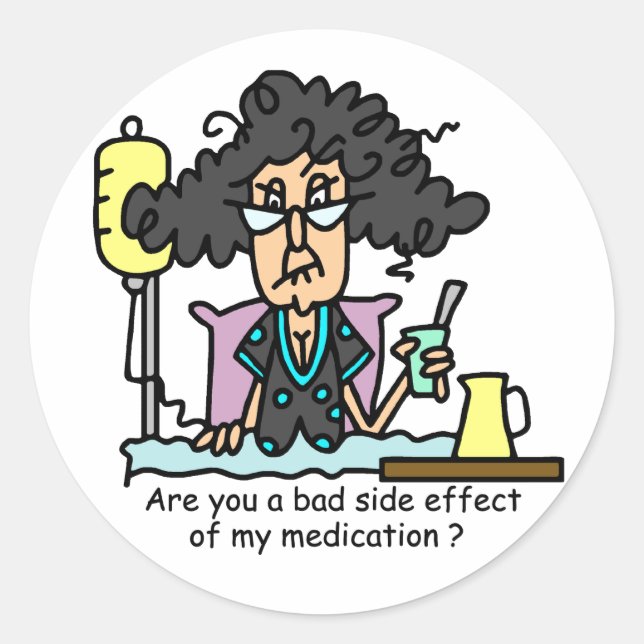 Sticker Rond Effet latéral des médicaments cheveux foncés (Devant)