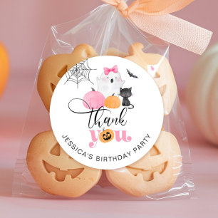 Sticker Rond Éffrayant anniversaire d'Halloween merci