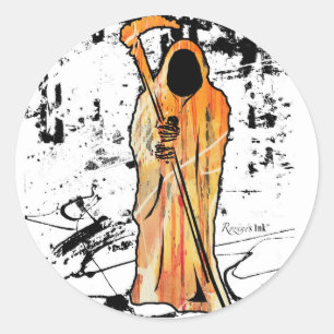 Sticker Rond Éffrayant Halloween Grim Faucheuse de la mort