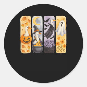 Sticker Rond Éffrayant Halloween sot-oie Citrouille Ghost Treat
